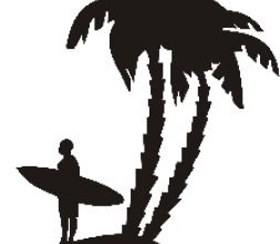 El logo de la escuela de Surf Isla